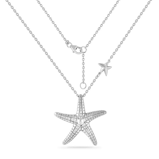 STERLING SILVER STARFISH WITH CRISS CROSS DETAIL ON 18 INCHES CHAIN