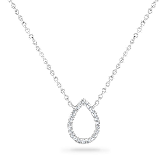 14K PEAR SHAPE  NECKLACE WITH 26 DIAMONDS 0.09CT 18 INCHES LENGTH