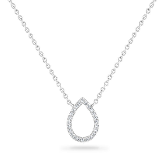 14K PEAR SHAPE NECKLACE WITH 26 DIAMONDS 0.09CT 18 INCHES LENGTH