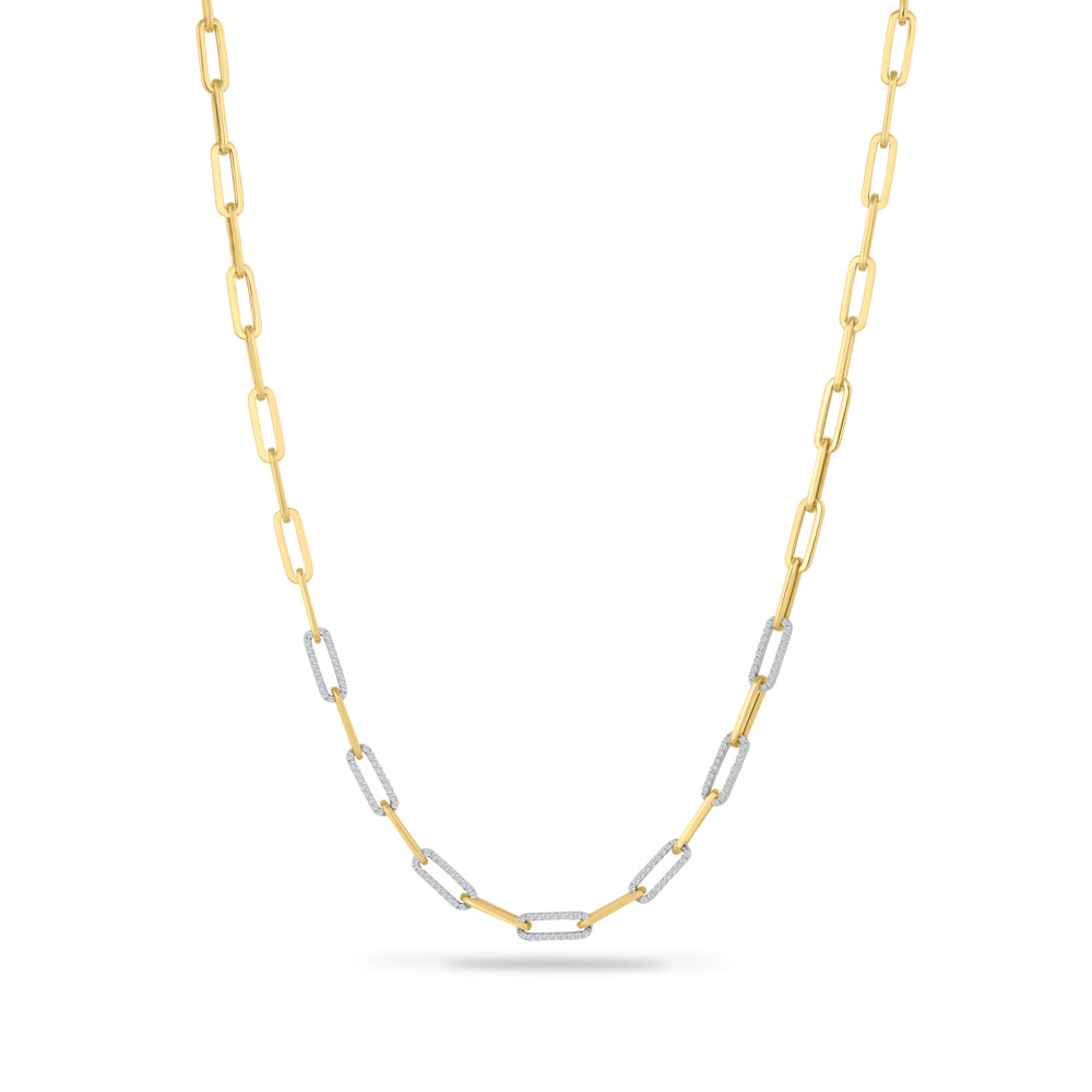 14K PAPER CLIP NECKLACE WITH 154 DIAMONDS 0.48CT ON 18 INCHES CHAIN