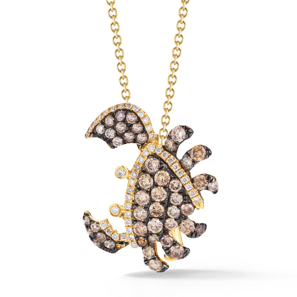18K CRAB AND DIAMOND NECKLACE 3/4 DIAMETER ON 18 INCHES CHAIN