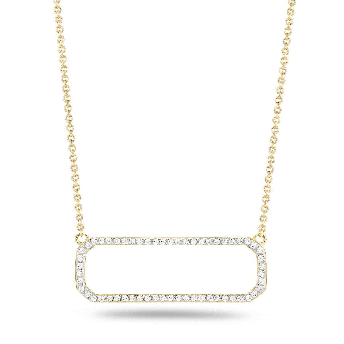 GEOMETRIC SHAPED PENDANT IN 14K WITH DIAMONDS 0.35CT ON 18 INCHES CHAIN