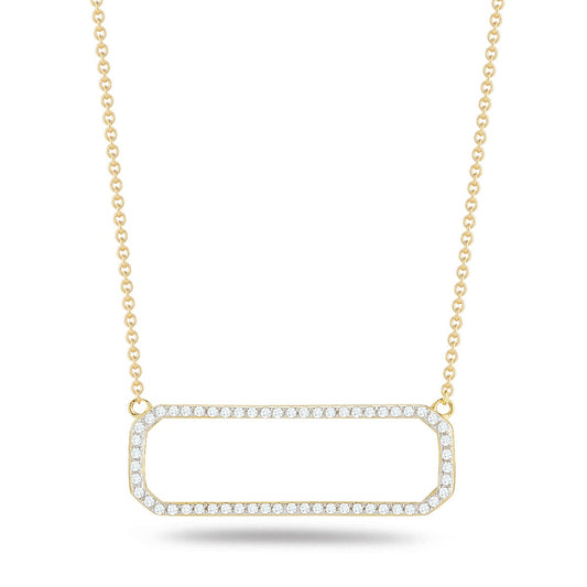 14K GEOMETRIC SHAPED PENDANT WITH DIAMONDS 0.35CT ON 18 INCHES CHAIN