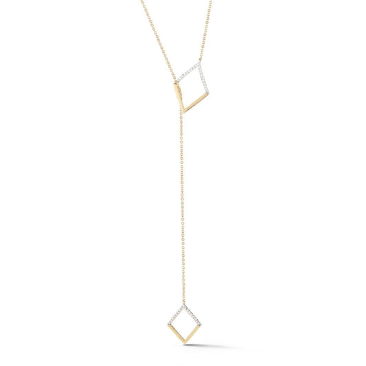Trendy 14K lariat set with 38 diamonds T.W 0.17ct on 18 inches chain