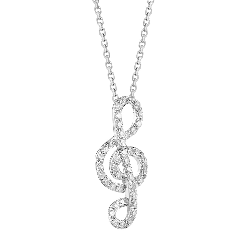 14K MUSIC CLEF SET WITH 44 DIAMONDS 0.14CT AND 16MM LONG
