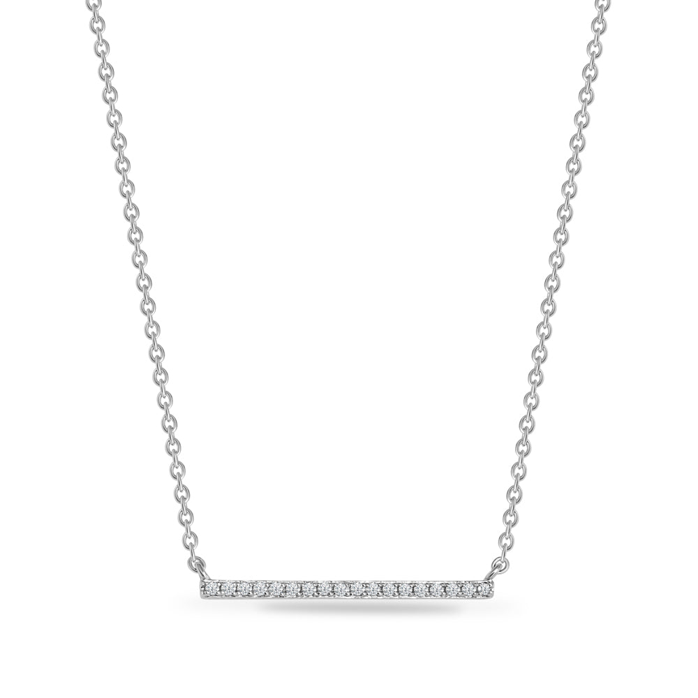 14K SINGLE STRAIGHT  DIAMOND BAR NECKLACE 0.06CT ON 18 INCHES CHAIN