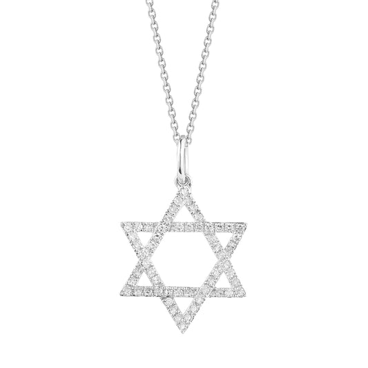 14K JEWISH STAR WITH 56 DIAMONDS 0.23CT ON 18 INCHES CHAIN