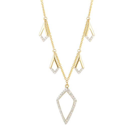 14K DROP NECKLACE WITH 54 DIAMONDS 0.18CT ON 18 INCHES CHAIN