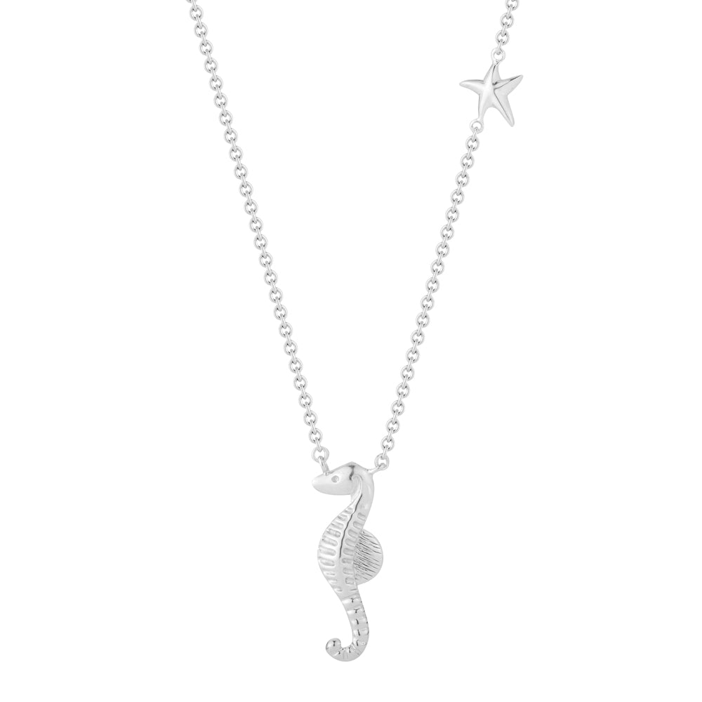 STERLING SILVER SEAHORSE PENDANT 18" CHAIN 1  1/4" LONG BY 1/2" WIDE