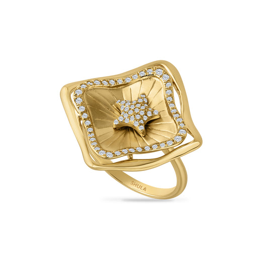14K STARFISH RING WITH 74 DIAMONDS 0.28CT