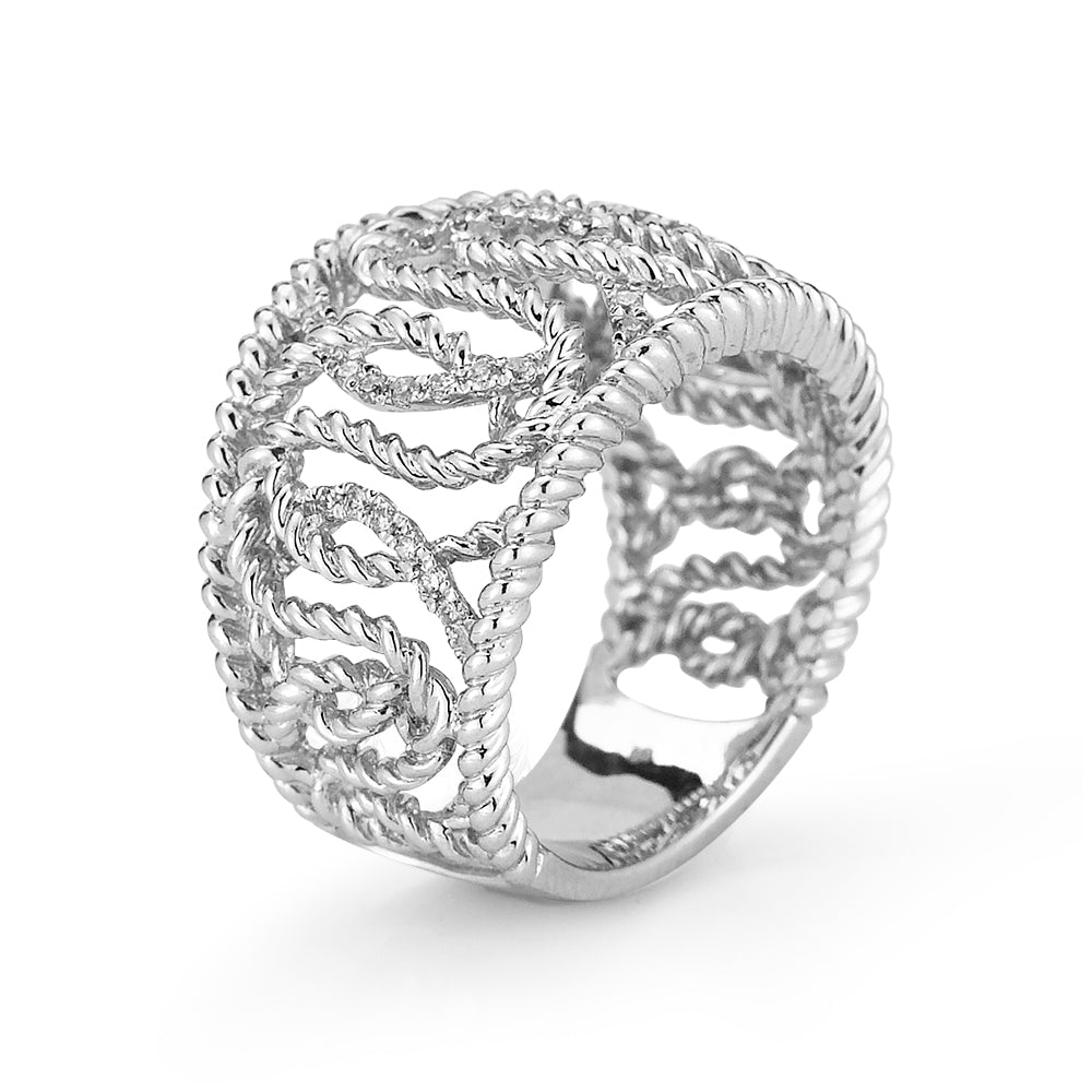 STERLING SILVER PAVE DIAMOND RING