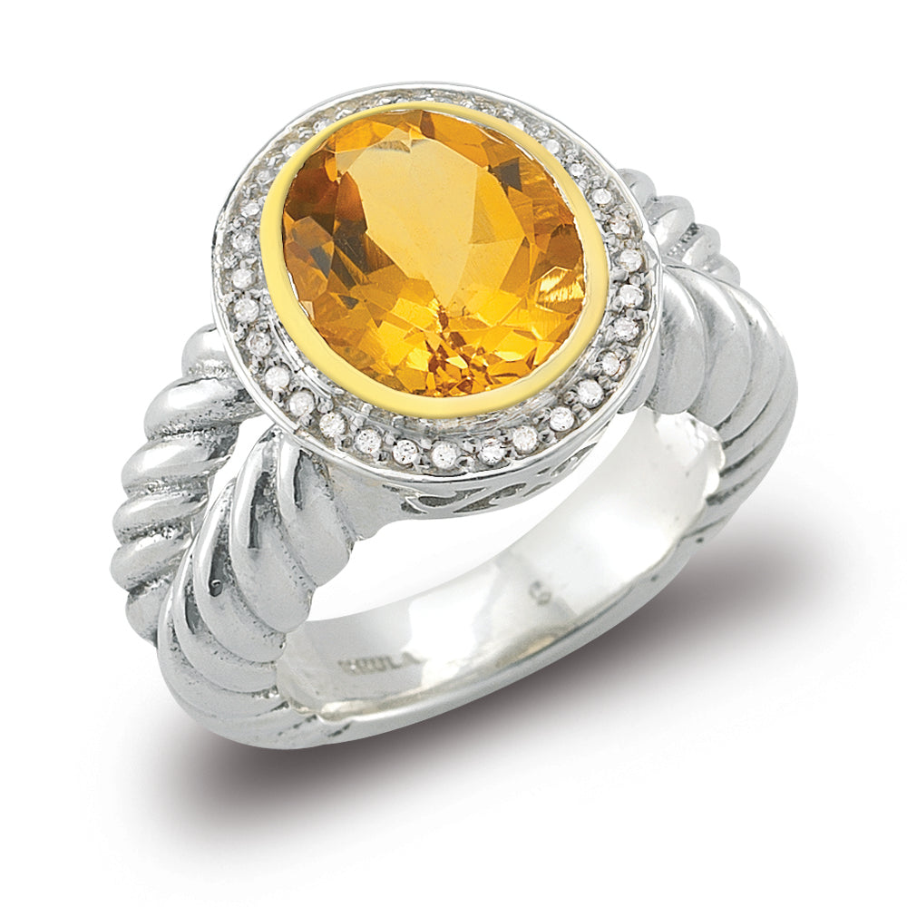 STERLING SILVER AND 14K CITRINE RING