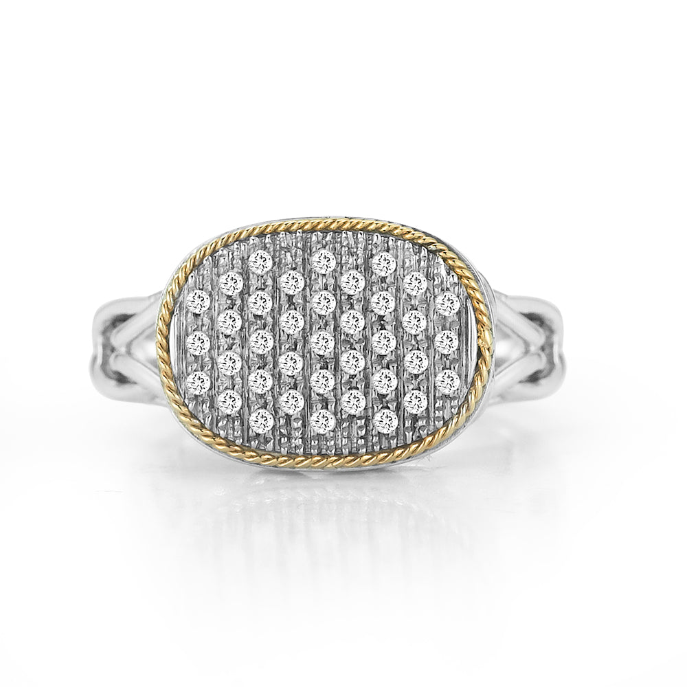STERLING SILVER AND 18K YELLOW GOLD WITH DIAMOND RING