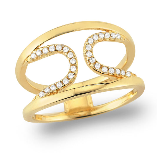 14K GOLD AND DIAMOND U SHAPED RING