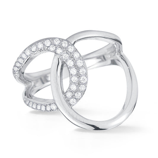 14K DOUBLE LOOP RING WITH 36 DIAMONDS 0.32CT