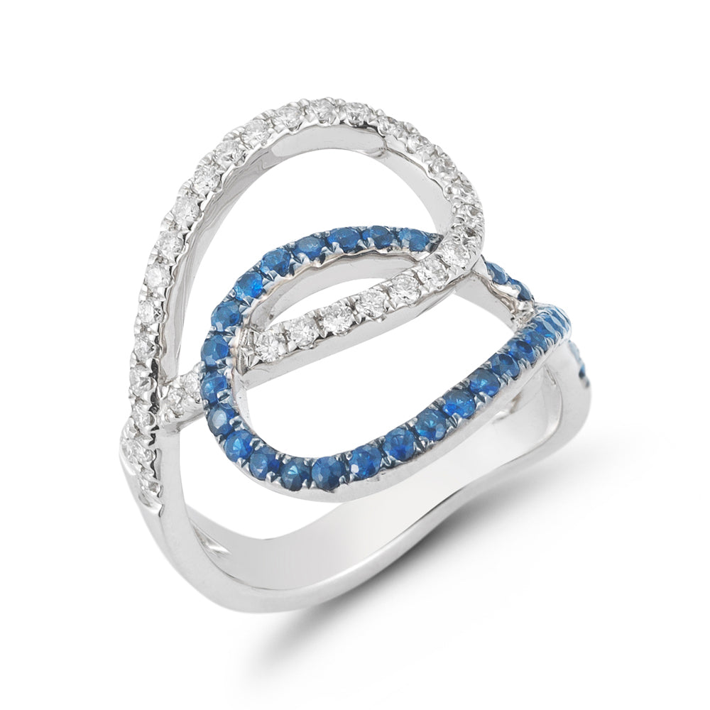 14K Open design Diamond & Sapphire ring