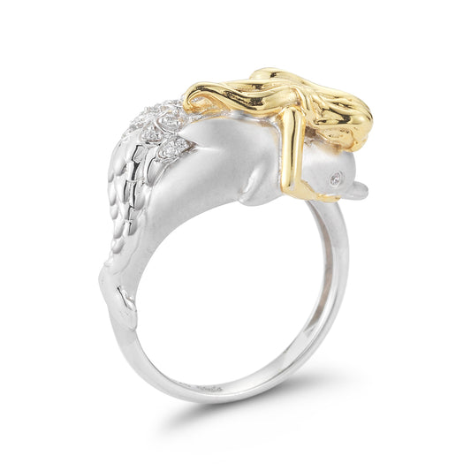 14K BEAUTIFUL DOLPHIN & MERMAID RING 1