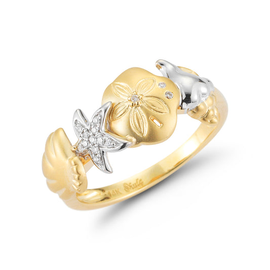 14K SHELL & STARFISH RINGS 3/4