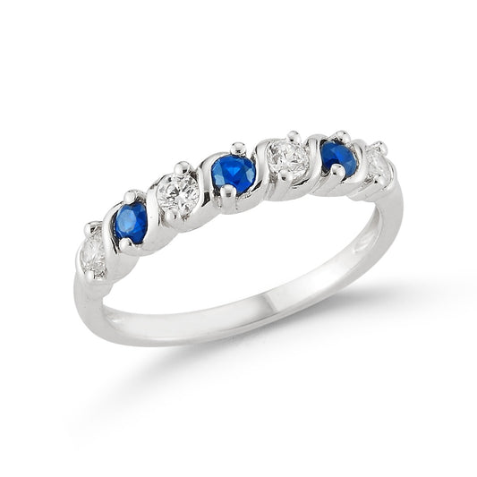14K RING WITH 4 DIAMONDS 0.24CT AND 3 SAPPHIRES 0.45CT