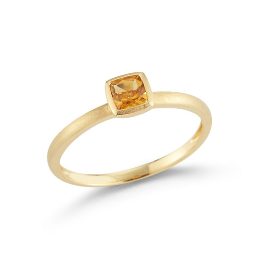 14K PETITE RING WITH SQUARE CITRINE