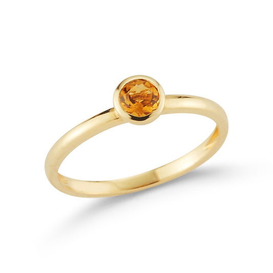 14K ROUND HEAD PETITE CITRINE RING