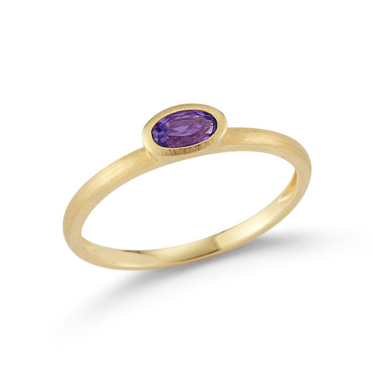 14K PETITE OVAL AMETHYST SEMI PRECIOUS RING