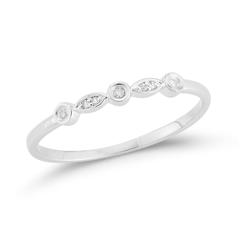 14K DELICATE RING WITH 7 DIAMONDS 0.04CT