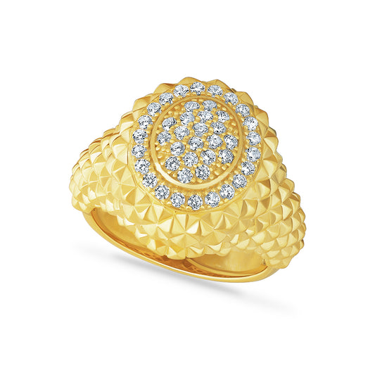 14K DOMED RING WITH 42 DIAMONDS 0.60CT