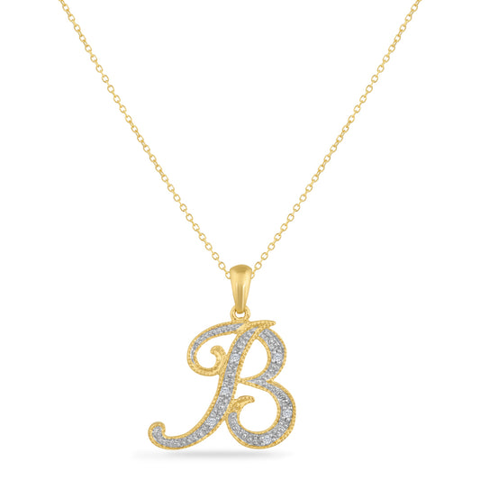 SCRIPT INITIAL ''B'' DIAMOND PENDANT ON 18 INCHES CHAIN