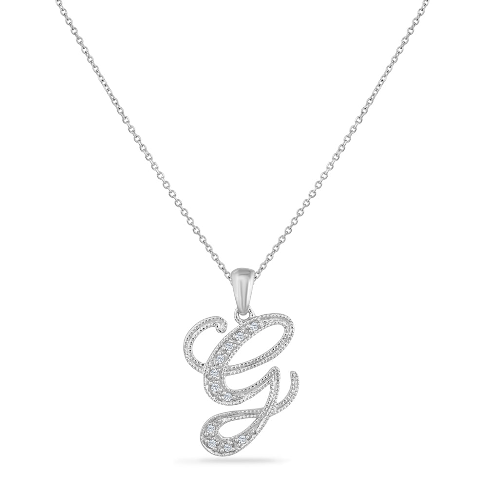 SCRIPT INITIAL ''G'' DIAMOND PENDANT on 18 inches chain