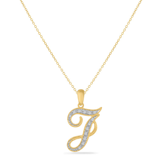 SCRIPT INITIAL ''J'' DIAMOND PENDANT ON 18 INCHES CHAIN