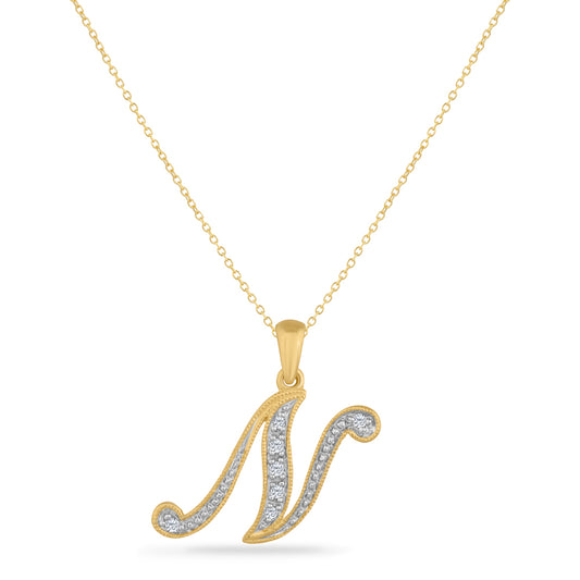 SCRIPT INITIAL ''N'' DIAMOND PENDANT ON 18 INCHES CHAIN