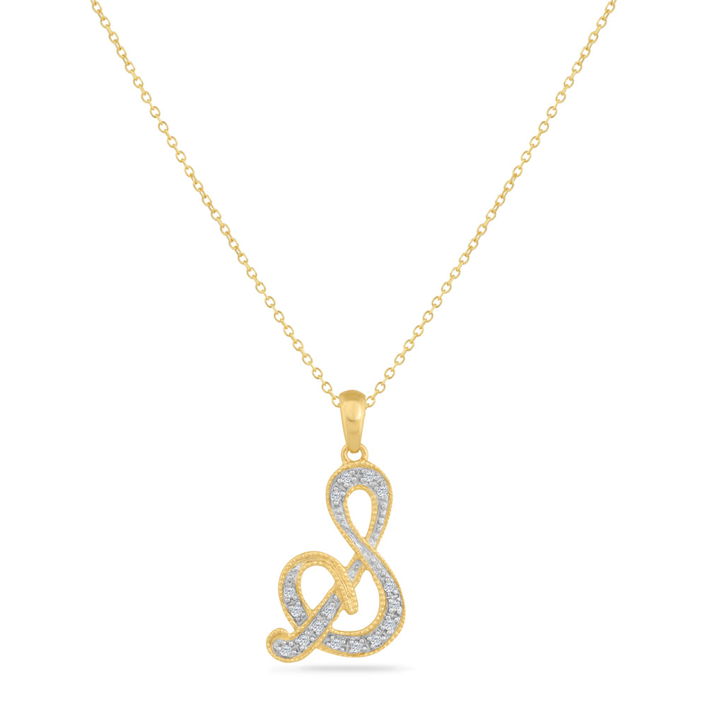 SCRIPT INITIAL ''S'' DIAMOND PENDANT ON 18 INCHES CHAIN – Shula NY